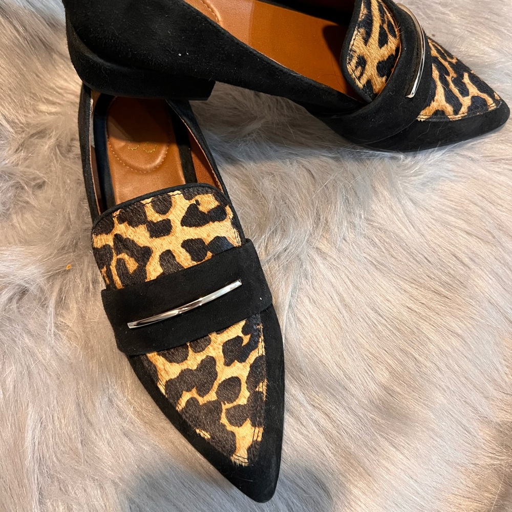 Franco Sarto blak/animal print loafers